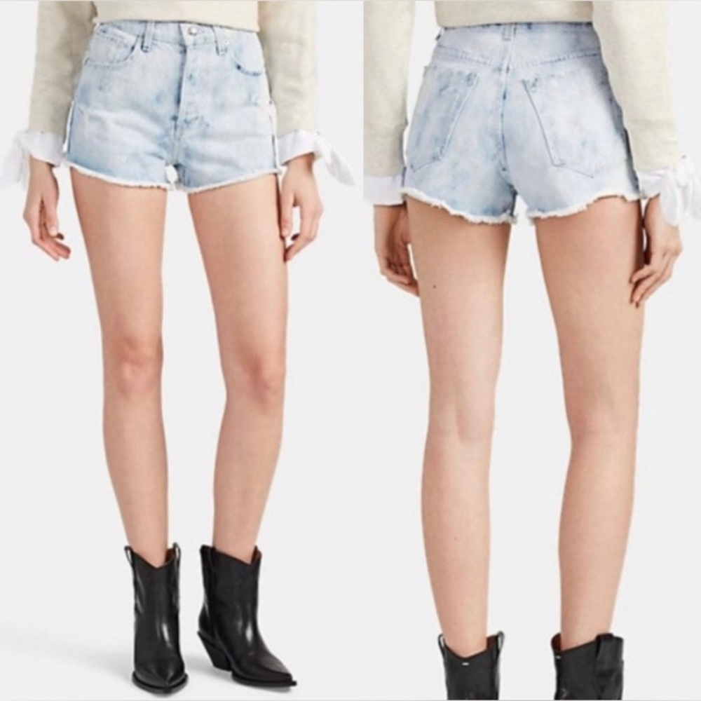 DEREK LAM High Rise Cut-off Denim Shorts 100% Cotton Made in USA Size 25